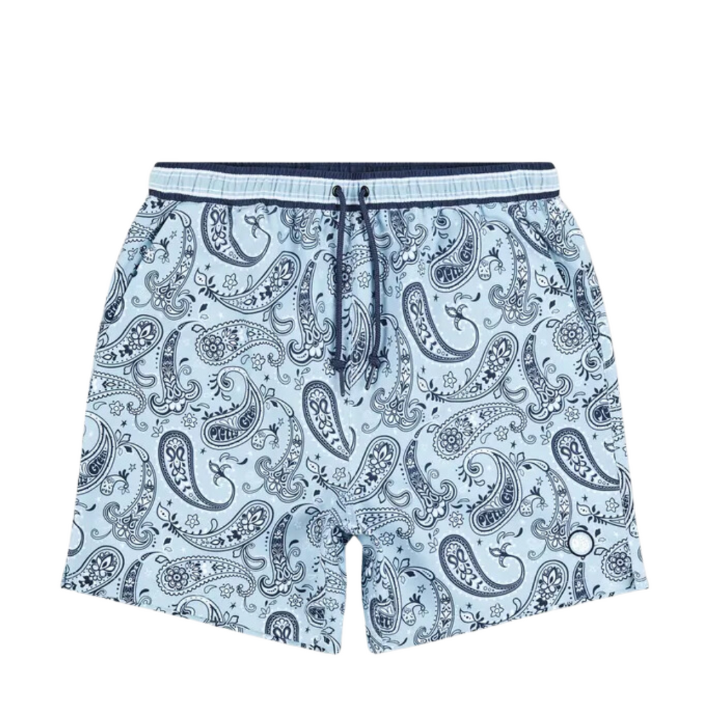 Pretty Green Blue Paisley Swim Shorts Retro Designer Wear