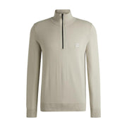 BOSS Logo Patch Half Zip Beige Sweatshirt