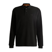 BOSS Regular Fit Black Waffle-Structured Polo Shirt