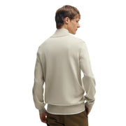 BOSS Logo Patch Half Zip Beige Sweatshirt