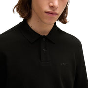 BOSS Regular Fit Black Waffle-Structured Polo Shirt