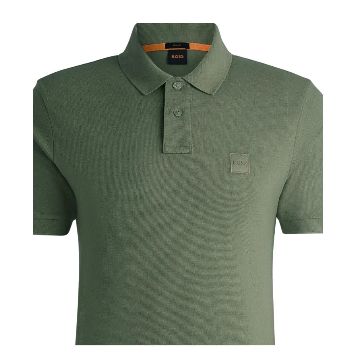 BOSS Passenger Logo Patch Green Polo Shirt