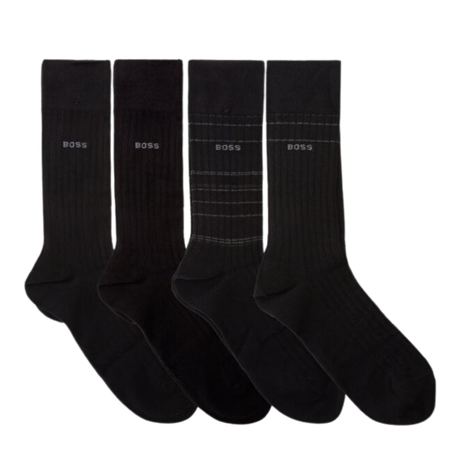 BOSS Logo Rib Regular Length Four-Pack Socks Gift Set