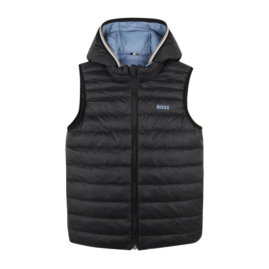 BOSS Kids Medium Grey Reversible Hooded Gilet