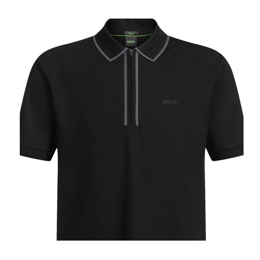 BOSS Philix Tape Stretch Cotton Black Polo Shirt