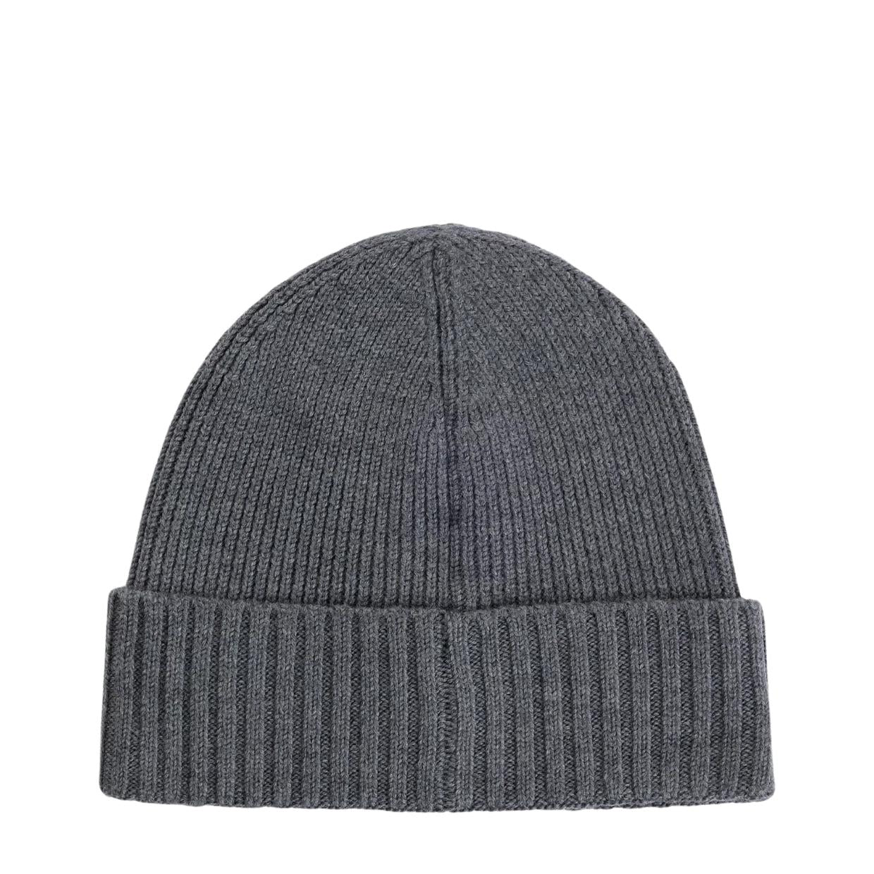 BOSS Logo Tag Grey Wool Beanie Hat