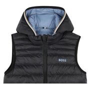 BOSS Kids Medium Grey Reversible Hooded Gilet