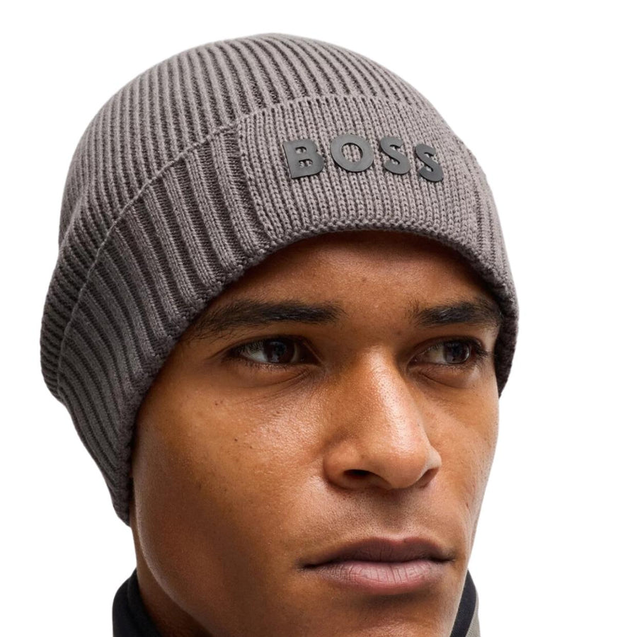 BOSS Contrast Logo Grey Asic Beanie