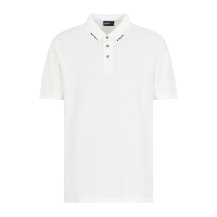 Emporio Armani Logo Collar White Polo Shirt