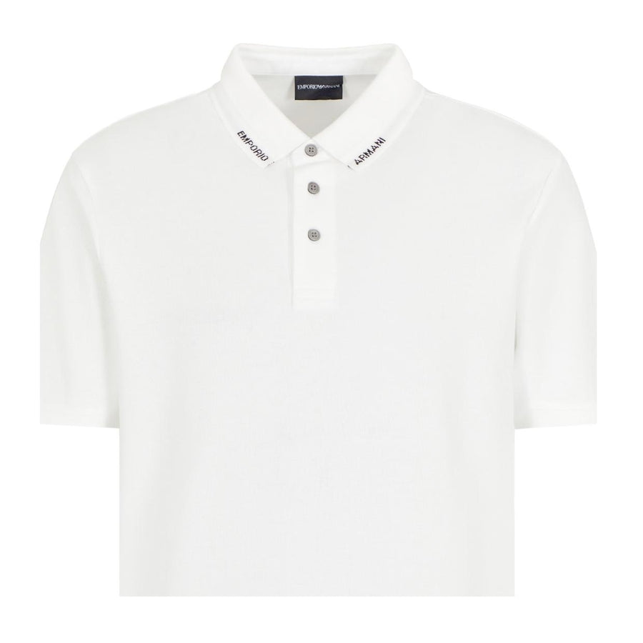 Emporio Armani Logo Collar White Polo Shirt