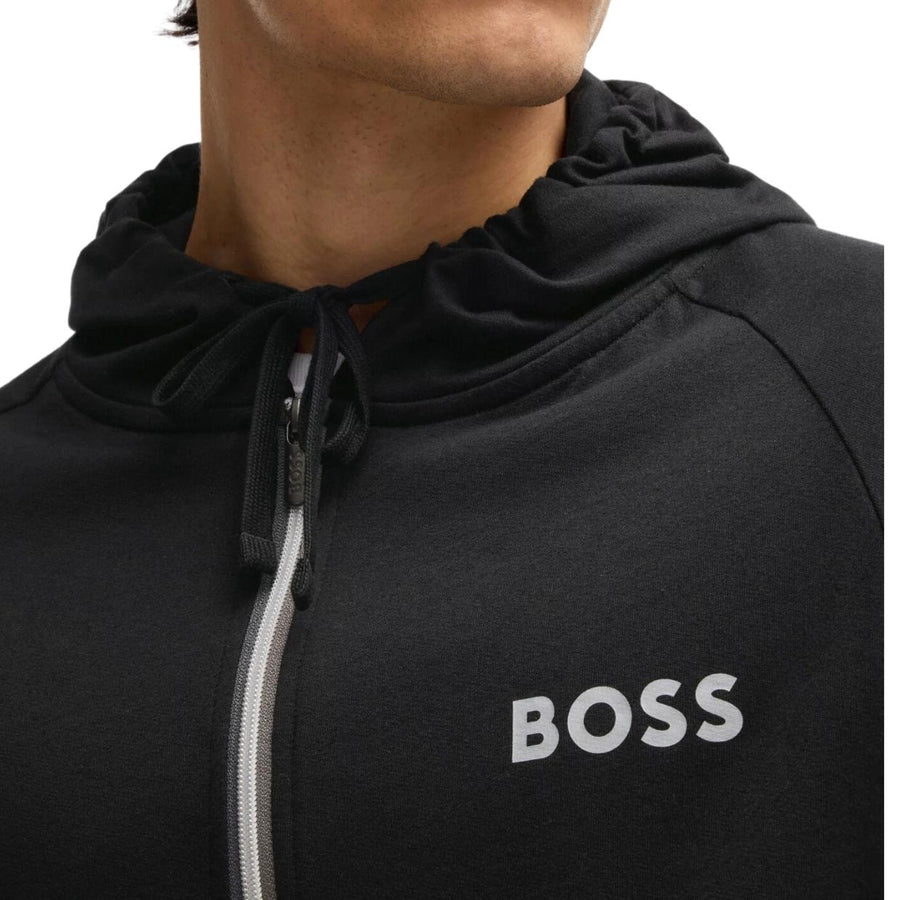 BOSS Print Logo Black Authentic Zip-Up Hoodie