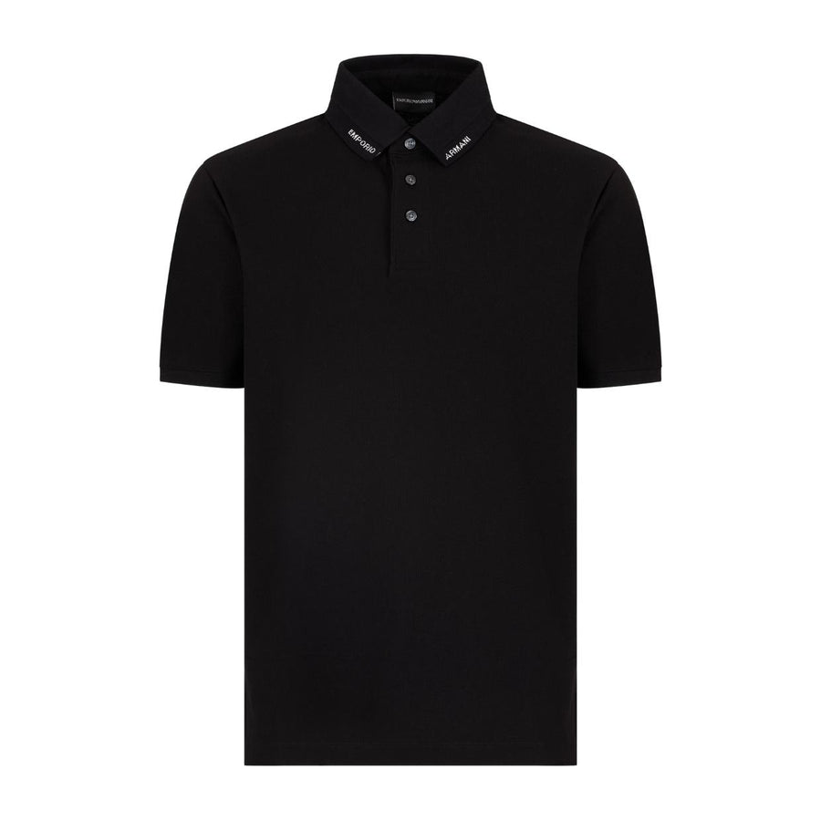 Emporio Armani Logo Collar Black Polo Shirt