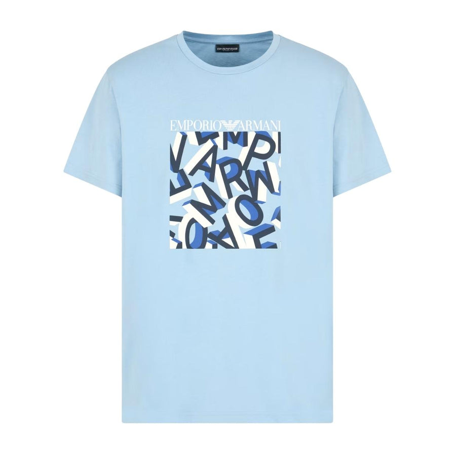 Emporio Armani Printed Logo Lettering Light Blue T-Shirt