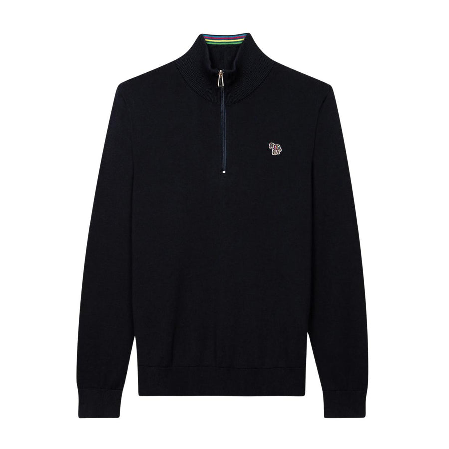 Paul Smith Zebra Logo Patch Dark Navy Half Zip Sweatshirt