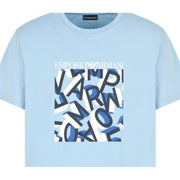 Emporio Armani Printed Logo Lettering Light Blue T-Shirt