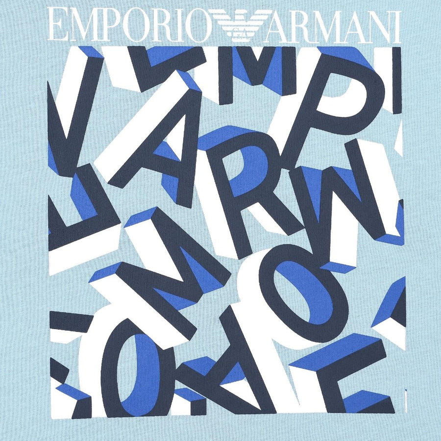 Emporio Armani Printed Logo Lettering Light Blue T-Shirt