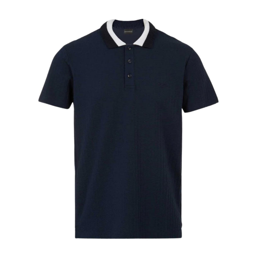 Emporio Armani Bodywear Waffle Blue Polo Shirt