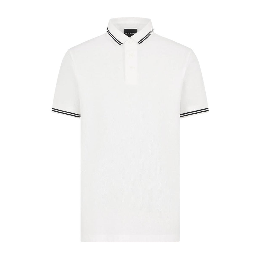 Emporio Armani Logo Collar White Polo Shirt