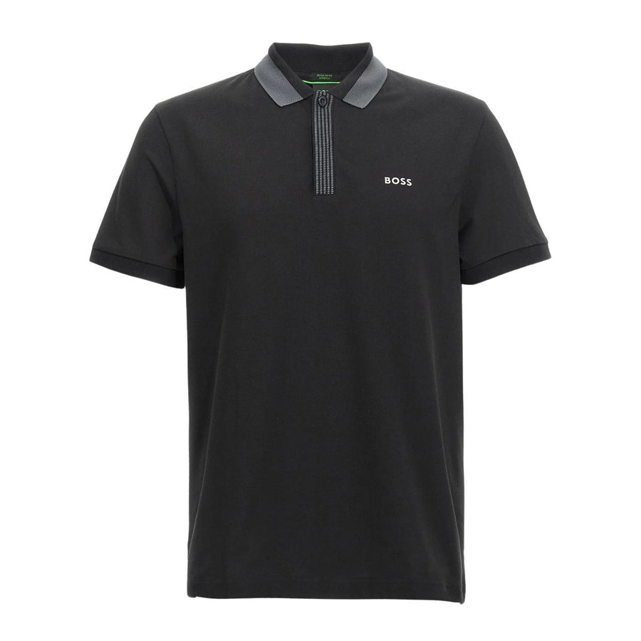 BOSS Paddy 3 Logo Print Black Polo Shirt