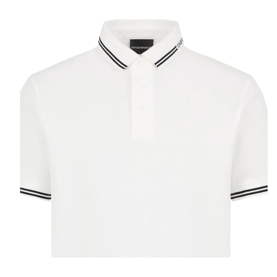 Emporio Armani Logo Collar White Polo Shirt