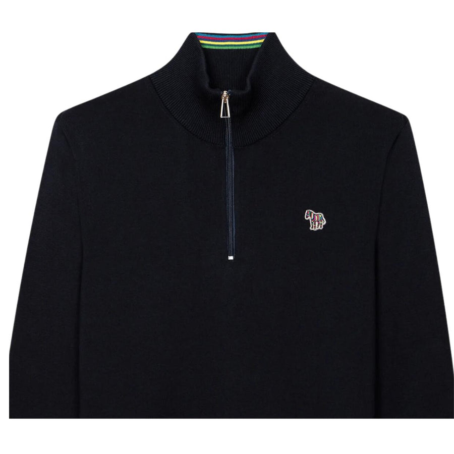 Paul Smith Zebra Logo Patch Dark Navy Half Zip Sweatshirt