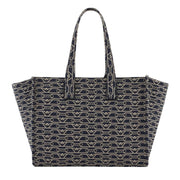 Emporio Armani Medium Jacquard All-Over Monogram Navy Tote Bag