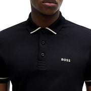 BOSS Paule Contrast Trim Slim Fit Black Polo Shirt