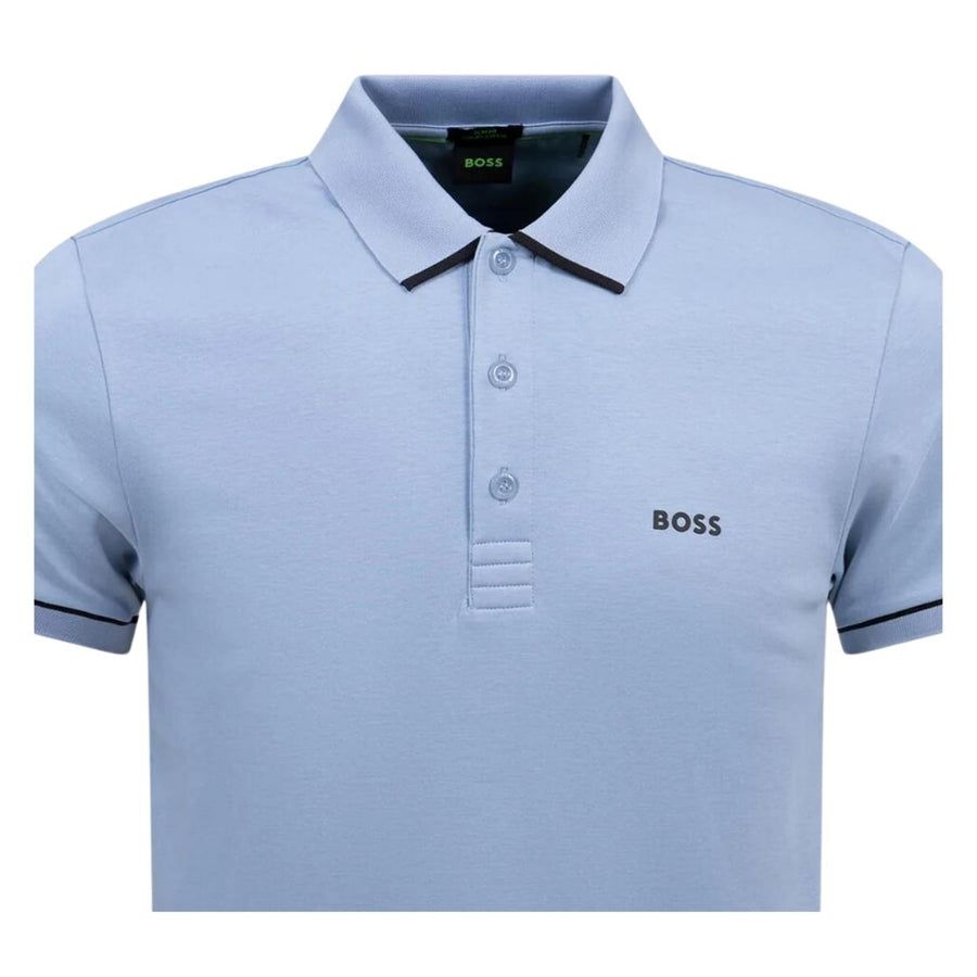 BOSS Paule Contrast Trim Slim Fit Blue Polo Shirt