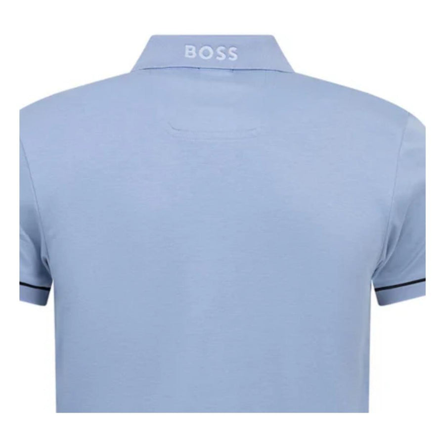 BOSS Paule Contrast Trim Slim Fit Blue Polo Shirt