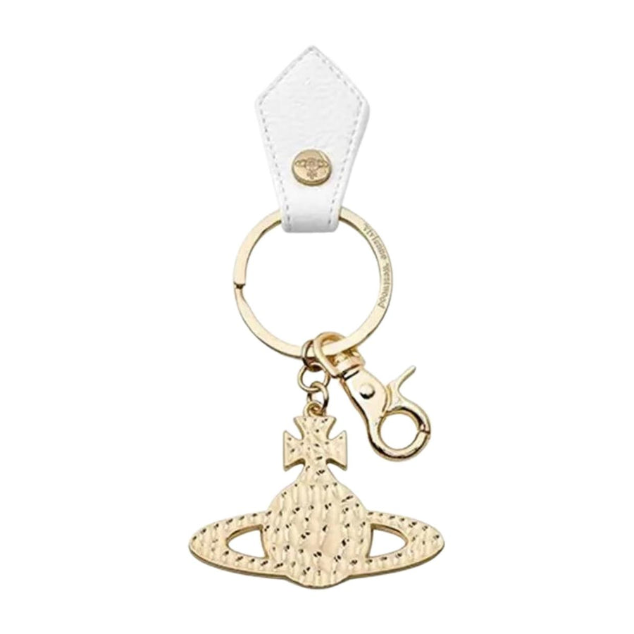 Vivienne Westwood Re-Vegan Hammered Orb Light Gold White Keyring