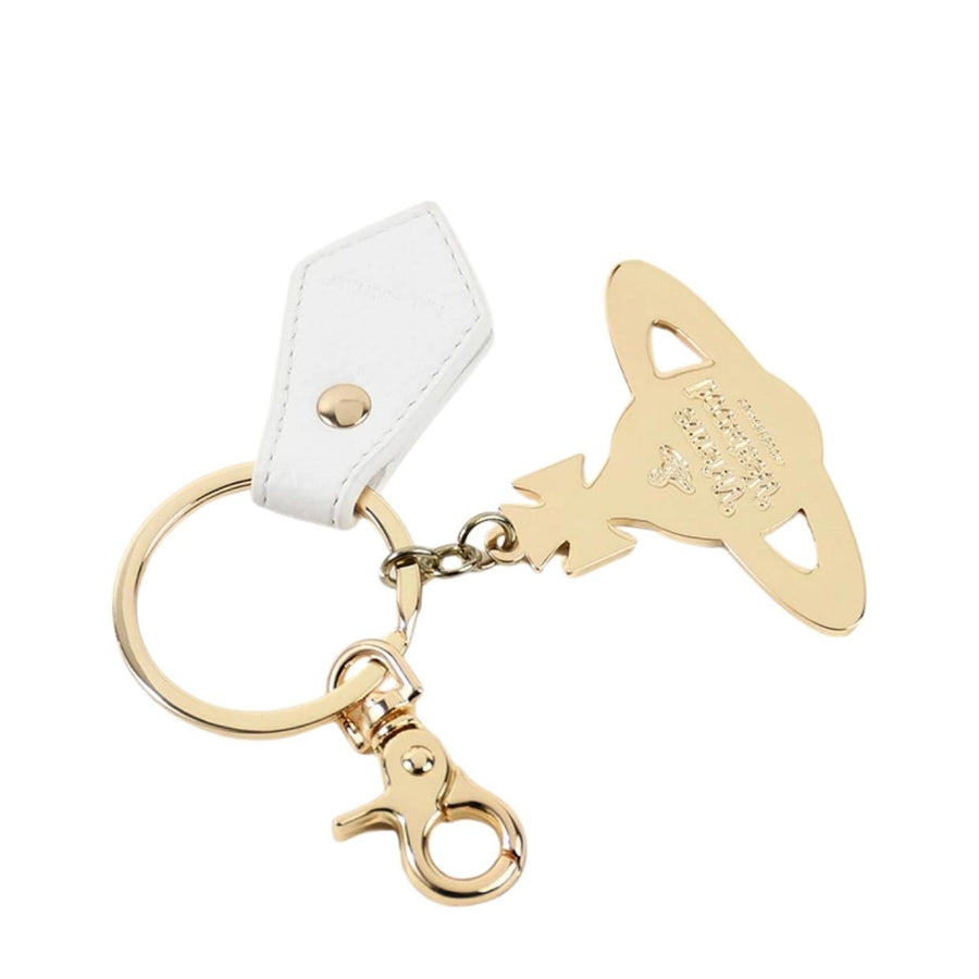 Vivienne Westwood Re-Vegan Hammered Orb Light Gold White Keyring