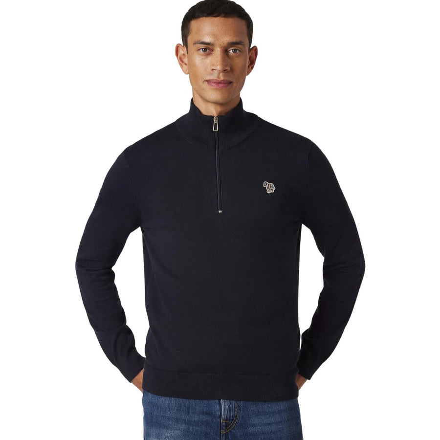 Paul Smith Zebra Logo Patch Dark Navy Half Zip Sweatshirt