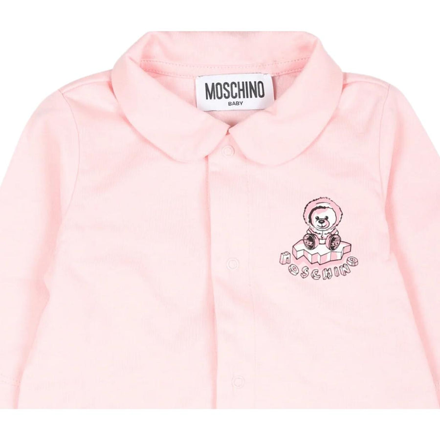 Moschino Baby Teddy Bear Pink Babygrow