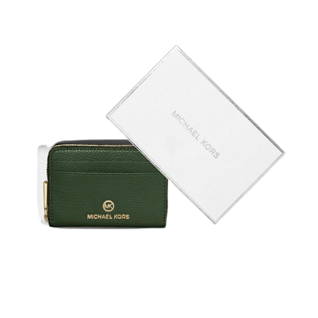 Michael Kors Green Jet Set Small Leather Wallet Retro Designer Wear