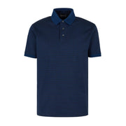 Emporio Armani All-Over Jacquard Lettering Logo Blue Polo Shirt