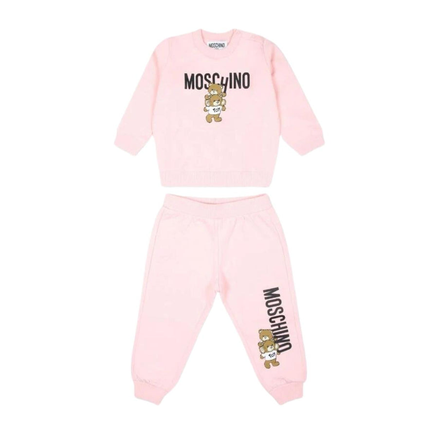 Moschino Baby Printed Logo Pink Two-Pieces Tracksuit Set