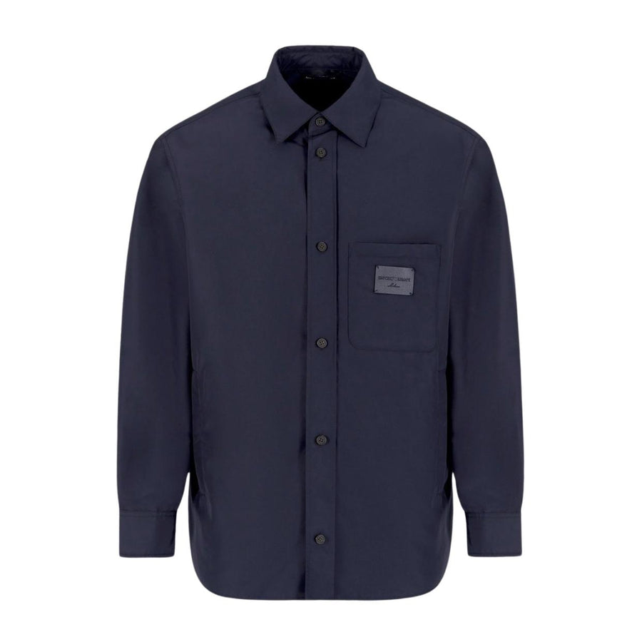 Emporio Armani Leather Logo Patch Navy Nylon Overshirt