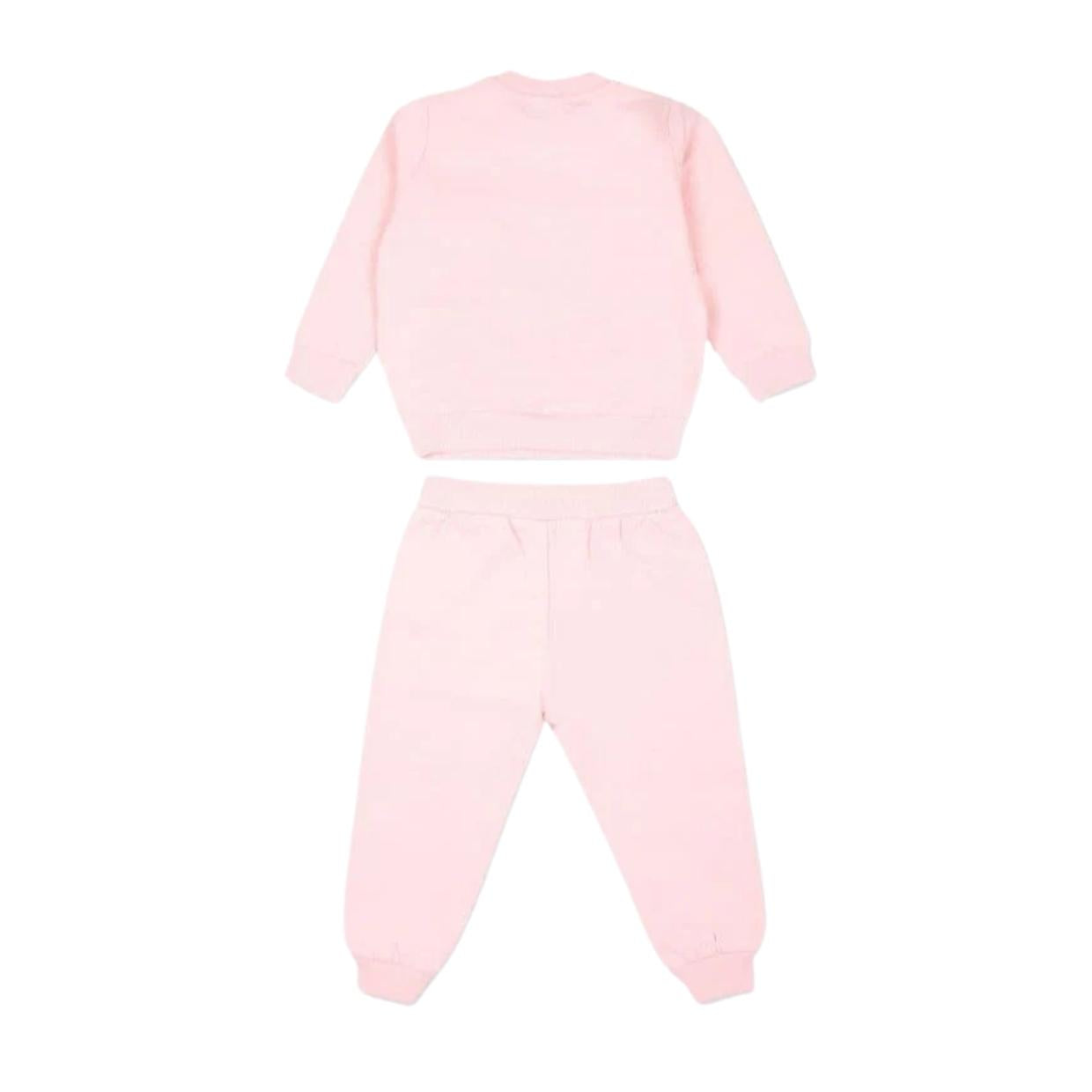 Moschino Baby Printed Logo Pink Two-Pieces Tracksuit Set