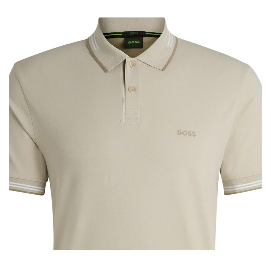 BOSS Paul Slim Fit Stretch Beige Polo Shirt