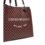 Emporio Armani All-Over Eagle Logo Red Tote Bag