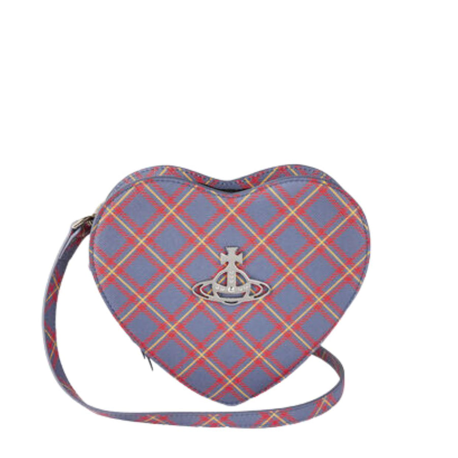 Vivienne Westwood Blue/Orange Tartan Louise Heart Crossbody Bag