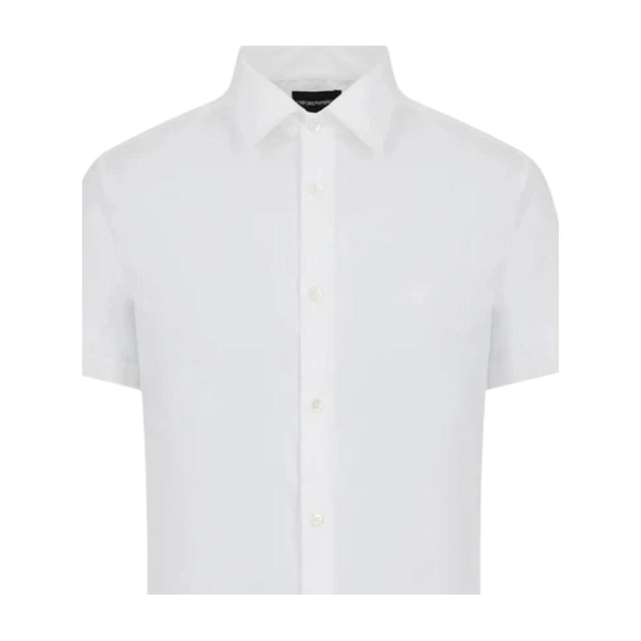 Emporio Armani Embroidered Eagle Logo White Short Sleeve Shirt