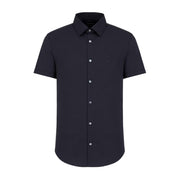 Emporio Armani Embroidered Eagle Logo Dark Navy Short Sleeve Shirt