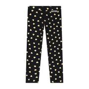 Moschino Kids Heart Print All-Over Black & Gold Leggings