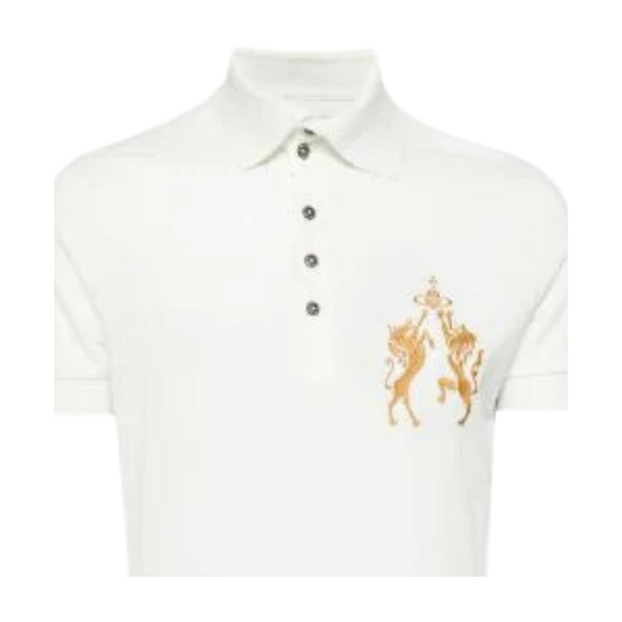 Vivienne Westwood Unicorn & Lion Embroidered White Polo Shirt