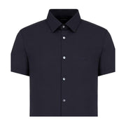 Emporio Armani Embroidered Eagle Logo Dark Navy Short Sleeve Shirt