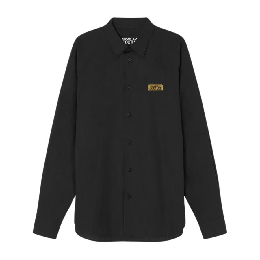 Versace Jeans Couture Metal Logo Black Poplin Shirt