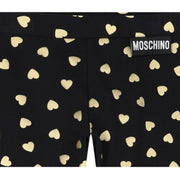 Moschino Kids Heart Print All-Over Black & Gold Leggings