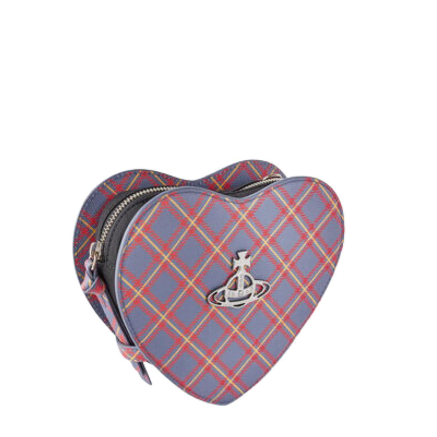 Vivienne Westwood Blue/Orange Tartan Louise Heart Crossbody Bag