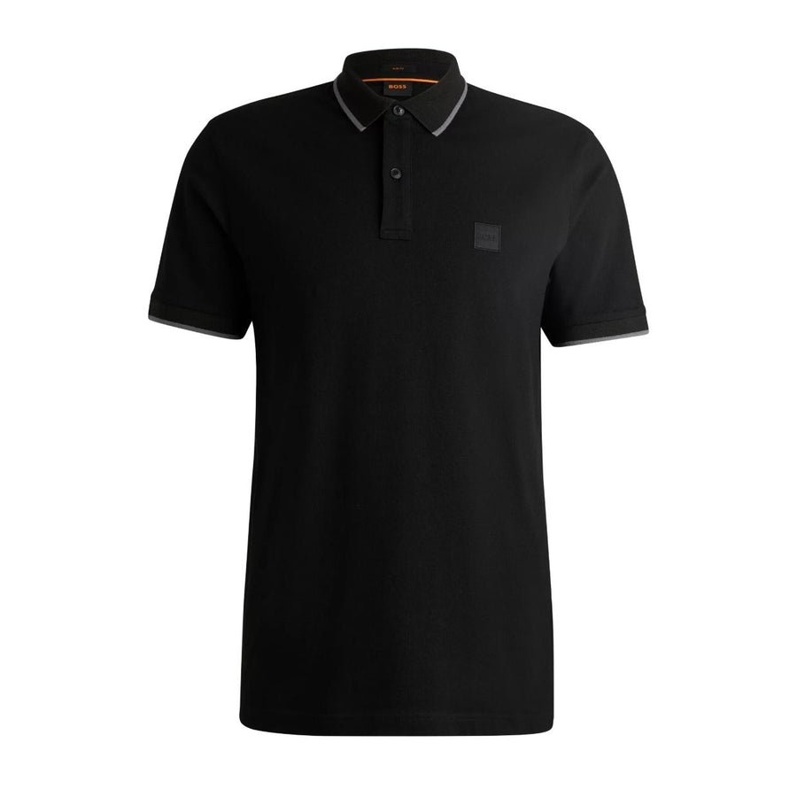 BOSS Passertip Slim Fit Contrast Tipping Black Polo Shirt